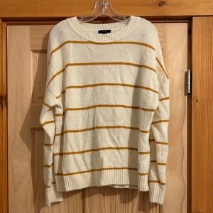 J. Crew Cream and Gold Striped Sweater